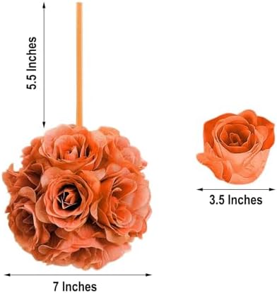 Efavormart 2 Pack 7 Inch Terracotta Silk Rose Pomander Kissing Ball
