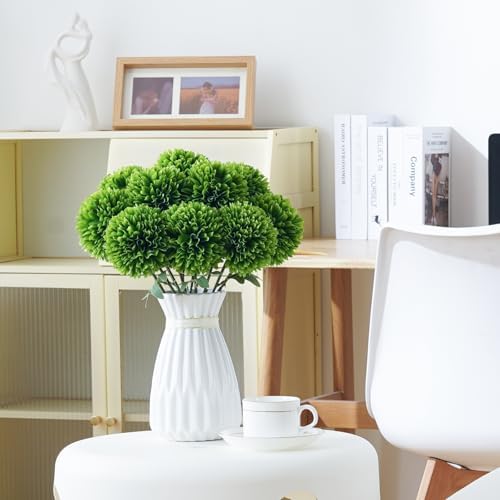 BonBlooms Artificial Chrysanthemum Flowers Ball 10pcs Green