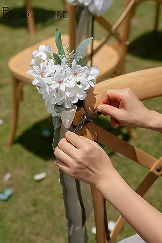 BENCENTRE White and Sage Wedding Aisle Decorations Set of 10