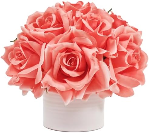 Realistic Artificial Flowers with Ceramic Vase