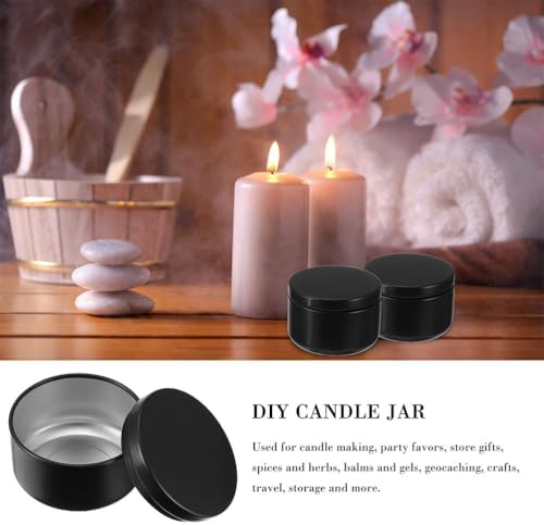 24pcs Black Aluminum Candle Tins with Lids