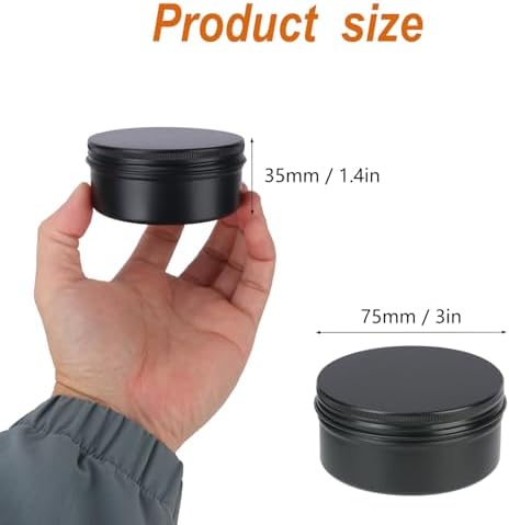 48 Pack 4 Oz Black Metal Round Tins with Screw Lid