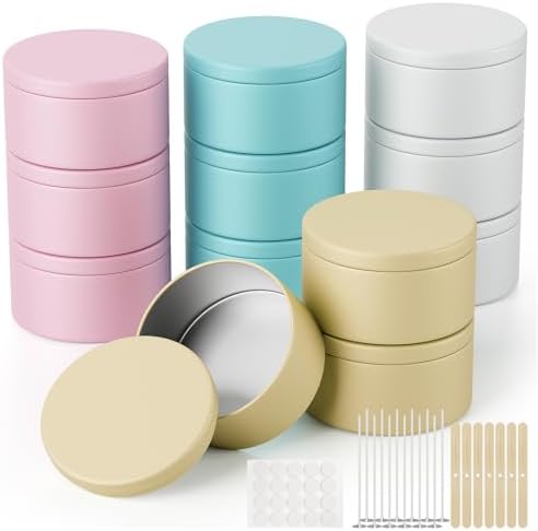 MeiGlow 8oz Candle Tins 12PCS 4 Colors
