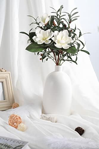 White Silk Magnolia Flowers and Olive Branches Artificial Flower Set for Vases