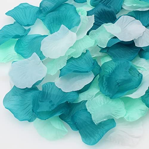 900PCS Teal Mint White Silk Rose Petals Confetti