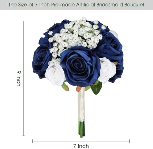 Wedding Bridesmaid Bouquets Set of 6 Royal Blue