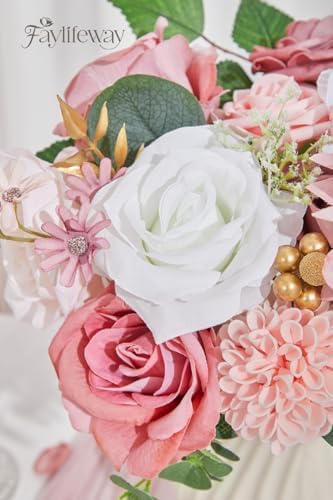 Faylifeway Silk Pink Artificial Flowers DIY Set