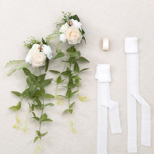 DORIS HOME White Pew Flowers Set of 10 for Wedding Ceremony