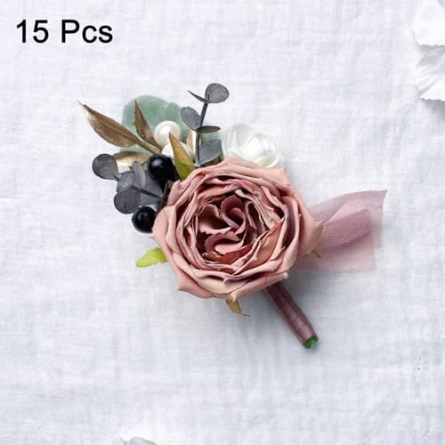 Uxcell 15pcs Rouge Boutonnieres for Men