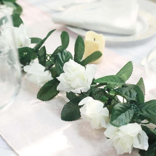 Efavormart 6 Foot 3D Silk Rose Garland - Cream