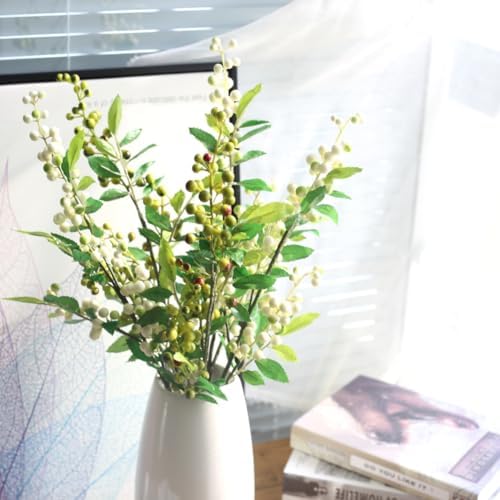 Valcatch Artificial Berries White Lifelike Faux Fruit