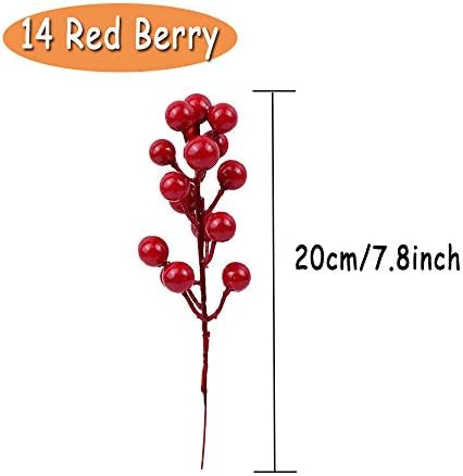20 Pack Artificial Red Berry Stems for Christmas Decor