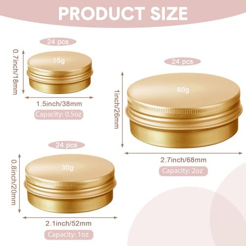 Chumia 144 Pcs Metal Round Tins with Screw Lids