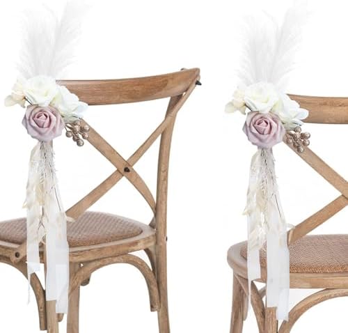 Elegant Wedding Chair Flowers 6PCS Pink White