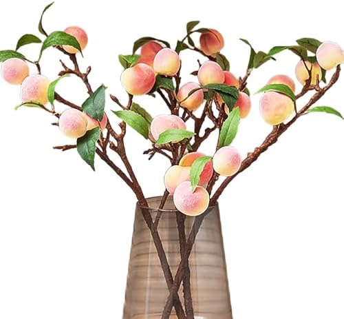 3Pcs Artificial Peach Branches Decor for Home Kitchen Party