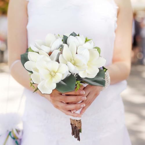Lovmeety 2 Bundles Artificial Magnolia Flowers