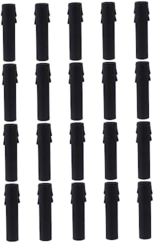 20pcs Plastic Candle Sleeve Covers for Chandeliers Black Teardrop Design Reusable