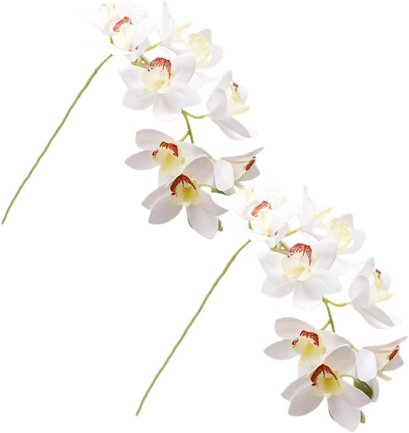 XZJMY 3D Artificial Orchid Flowers 2PCS White