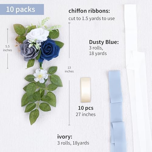 10 Blue Chair Flowers for Wedding Aisle Decor