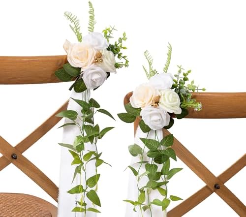 DORIS HOME White Pew Flowers Set of 10 for Wedding Ceremony