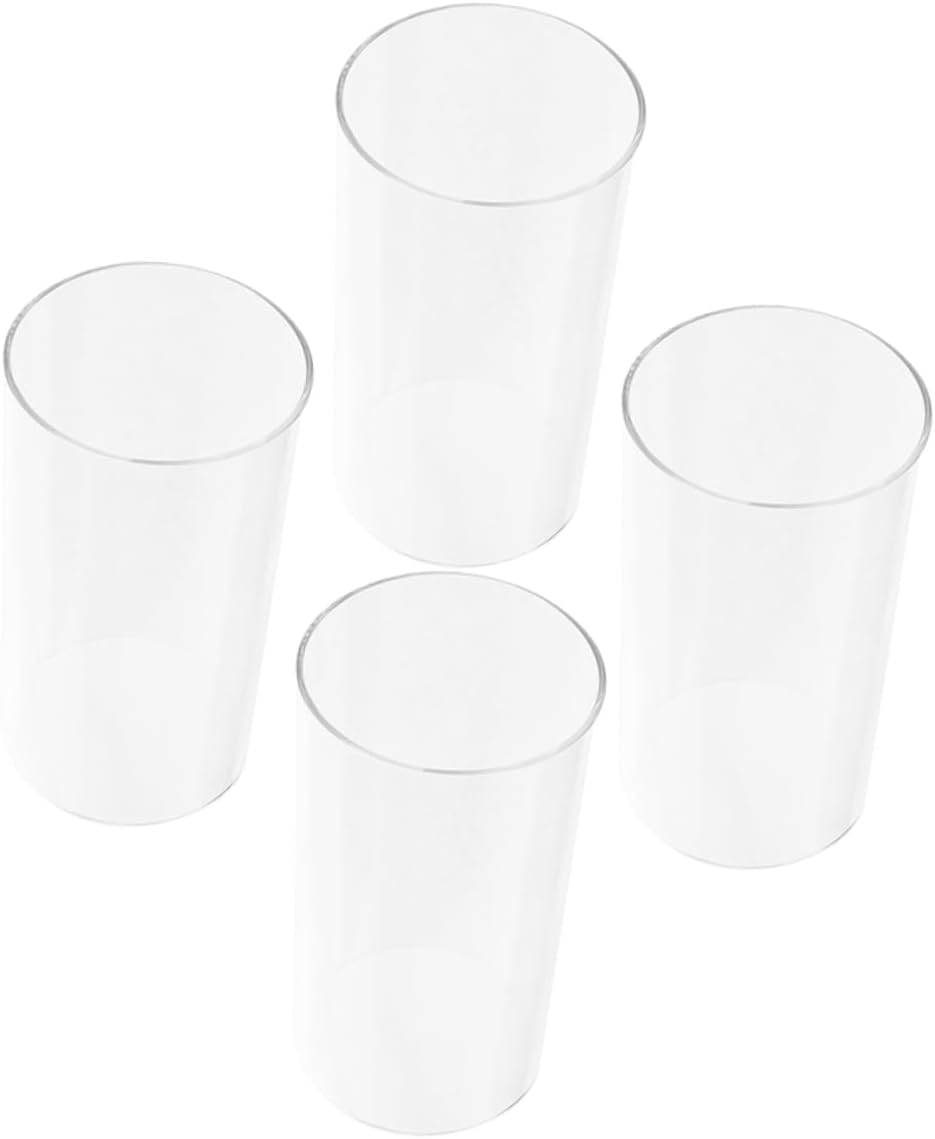 Zerodeko 4pcs Glass Candle Covers Windproof Cylinder Holders for Restaurants and Cafes