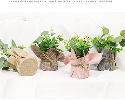 FUNAT Artificial Flower Pot Grey Office Home Decor