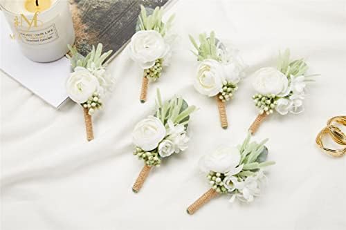 Meldel Ivory Greenery Boutonniere Set of 6