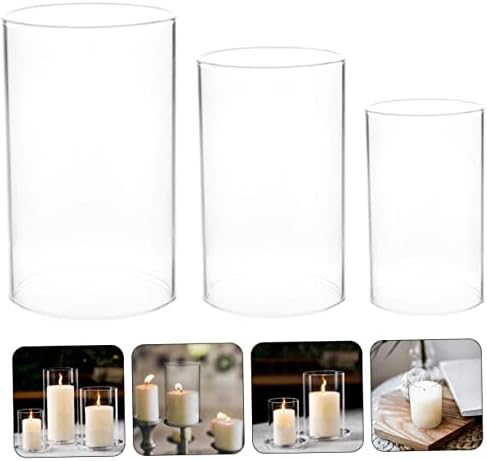 3pcs Glass Candle Covers for Romantic Decor and Centerpieces