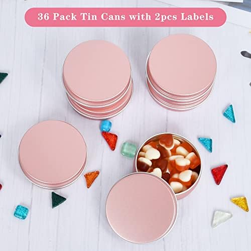 36 Piece 2 oz Aluminum Rose Gold Tin Cans with Lids