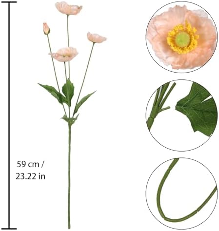 ICBOX Poppy Flowers Artificial 8PCS Champagne