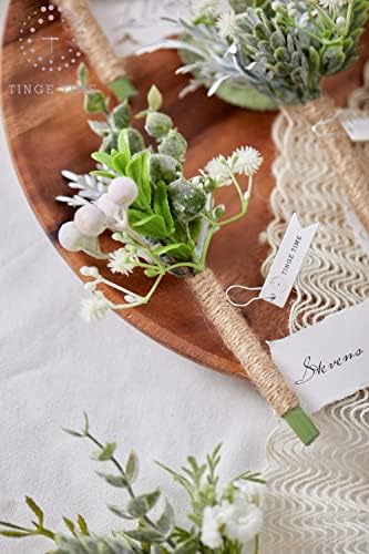 TINGE TIME Fresh Green Silk Boutonniere Set 10 pcs