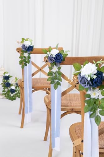 10 Blue Chair Flowers for Wedding Aisle Decor