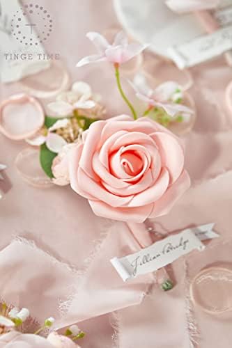 TingeTime Silk Flower Boutonniere Set for Men