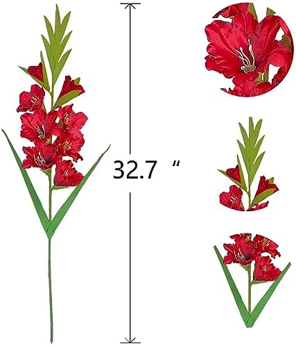 Pack of 6 Artificial Gladiolus Flowers Red
