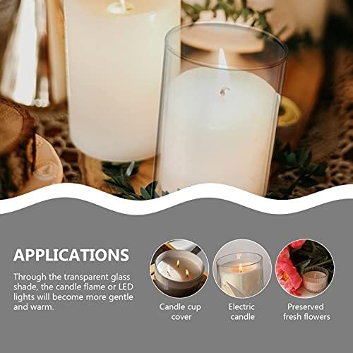 Cabilock 4pcs Glass Candle Lampshade Cover for Pillar Candles