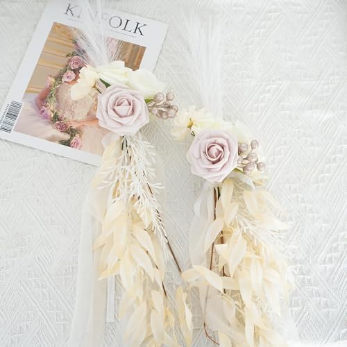Elegant Wedding Chair Flowers 6PCS Pink White