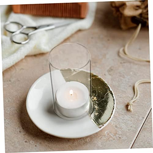 Luxshiny Clear Glass Candle Cups 4pcs Simple Decorative Holders