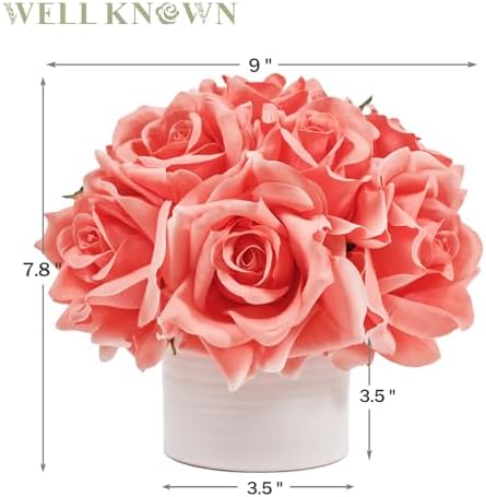 Realistic Artificial Flowers with Ceramic Vase