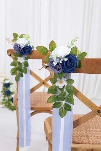 10 Blue Chair Flowers for Wedding Aisle Decor