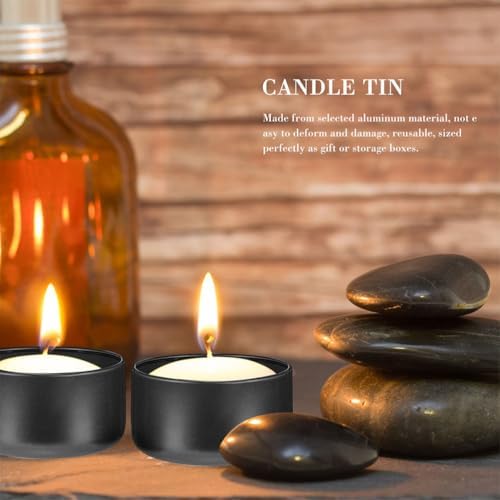 24pcs Black Aluminum Candle Tins with Lids