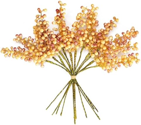 Belupai 12 Pc Orange Fall Berry Stem Decor