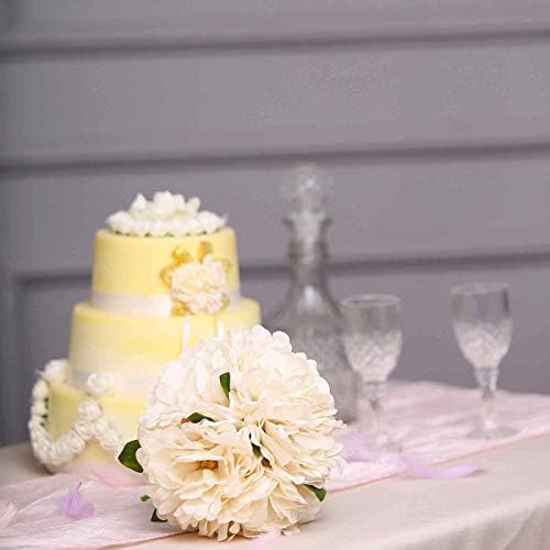BalsaCircle 11 Inch Cream Silk Peony Bouquet