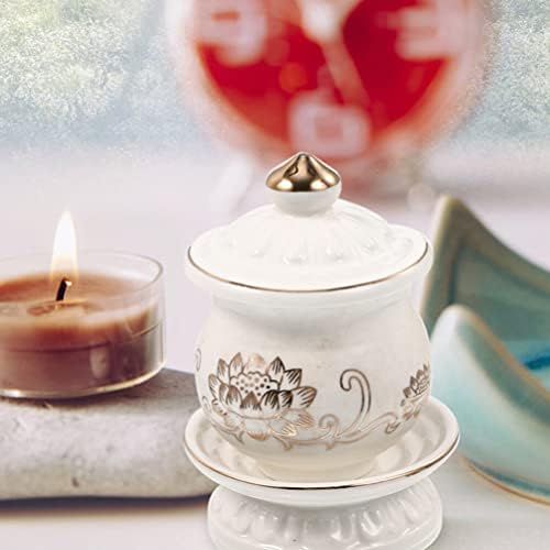 White Ceramic Water Offering Bowl Set 2pcs for Altar and Meditation