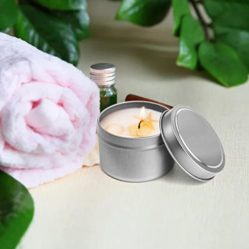 ZEAYEA 30 Pcs Silver Candle Tins 4oz Round with Lids