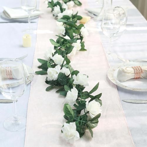 Efavormart 6 Foot 3D Silk Rose Garland - Cream