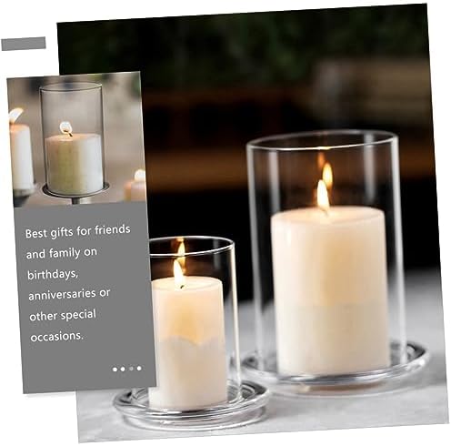 Glass Candle Holder Sleeve Open Ended Chimney Shade for Pillar Candles