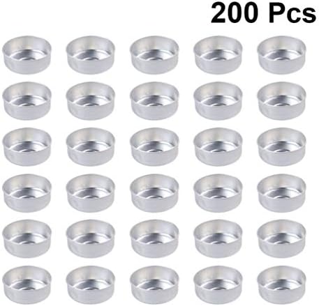 EXCEART 200pcs Aluminum Tea Light Tins for Candle Making and Crafts
