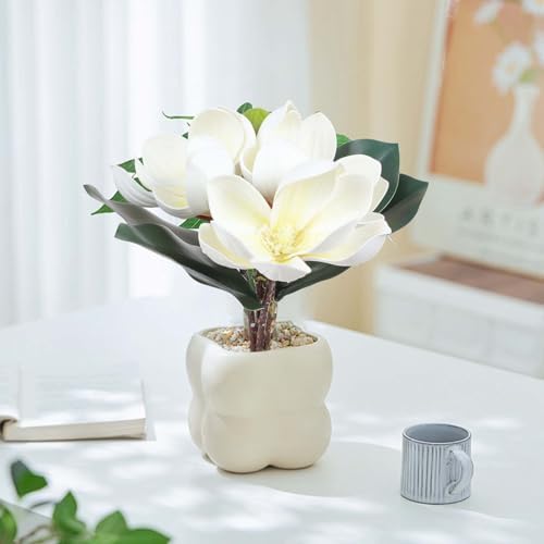 Lovmeety 2 Bundles Artificial Magnolia Flowers