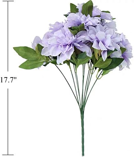 10 Heads Purple Artificial Dahlia Flowers for Home Wedding Party