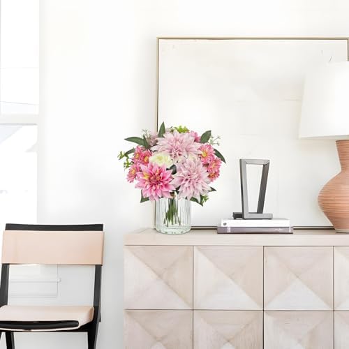 Briful Artificial Flower Arrangement with Glass Vase